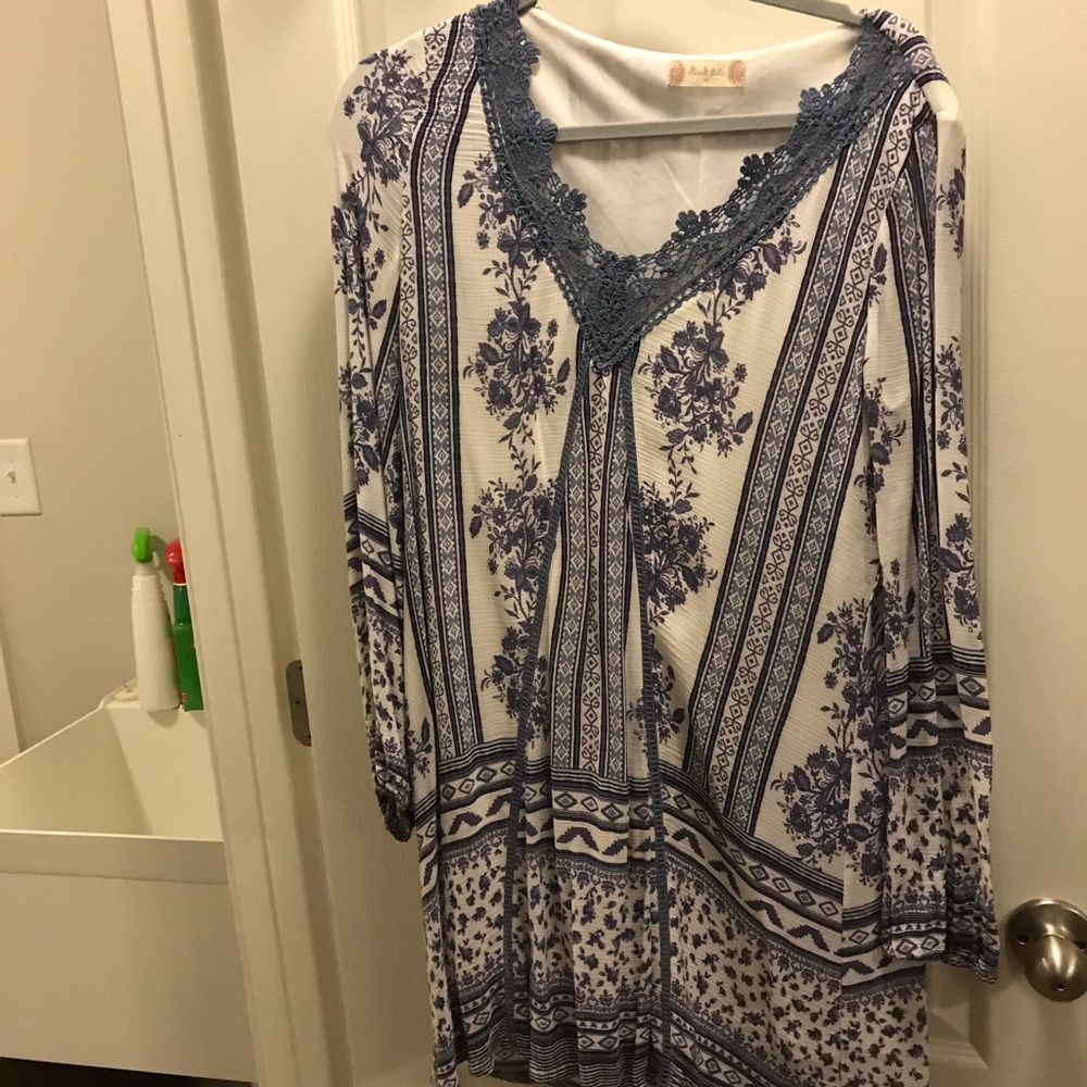 White and blue dress